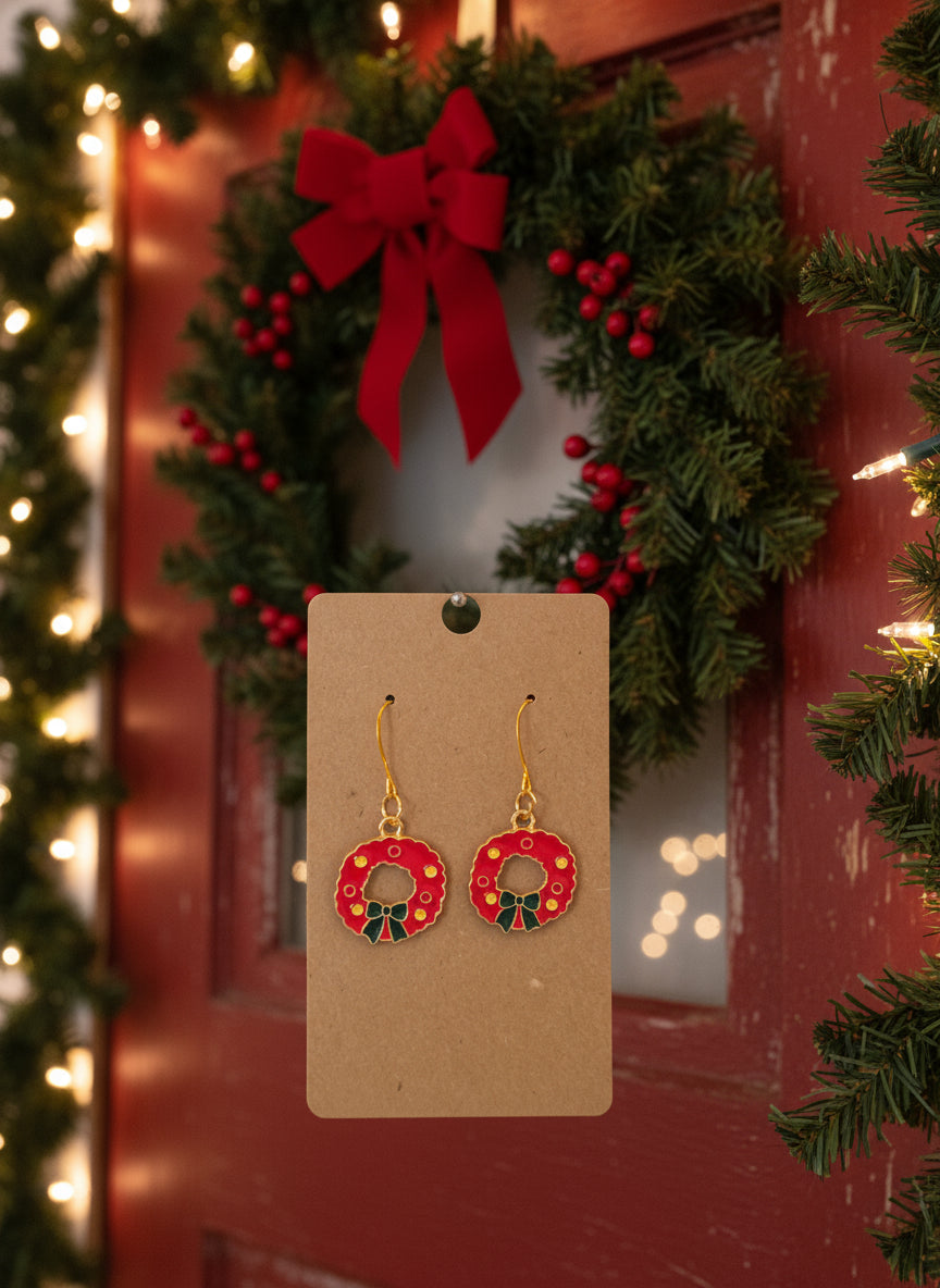 Christmas Earrings Wreaths