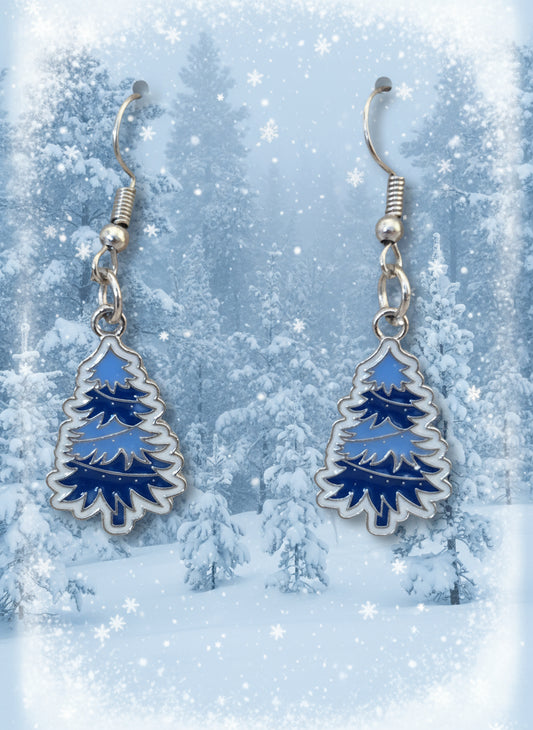 Winter Earrings blue trees