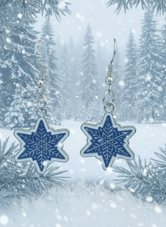 Winter Earrings blue snowflake