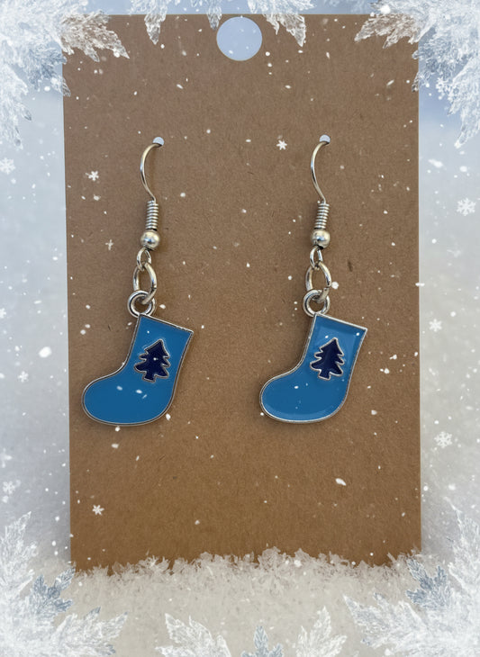 Winter Earrings blue stockings