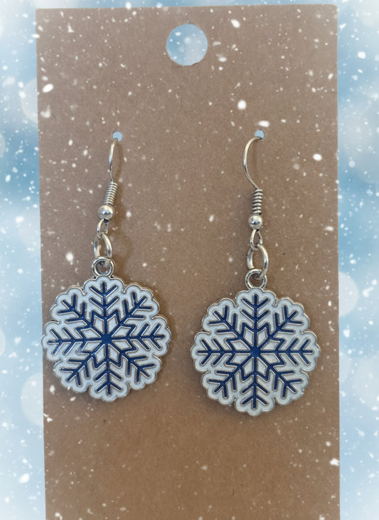 Winter Earrings blue snowflake