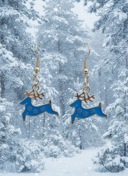 Winter Earrings blue reindeer