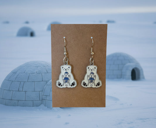 Winter Earrings polar bear with cub