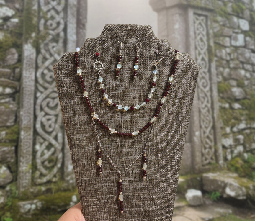 Full set Garnet and Opalite