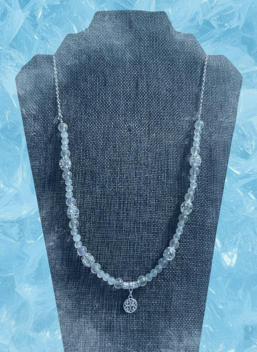 White Celtic knot necklace