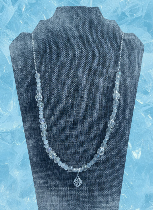 White Celtic knot necklace