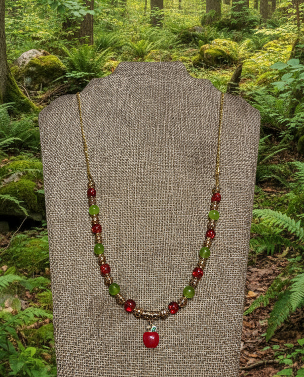 Green and Red Apple Necklace