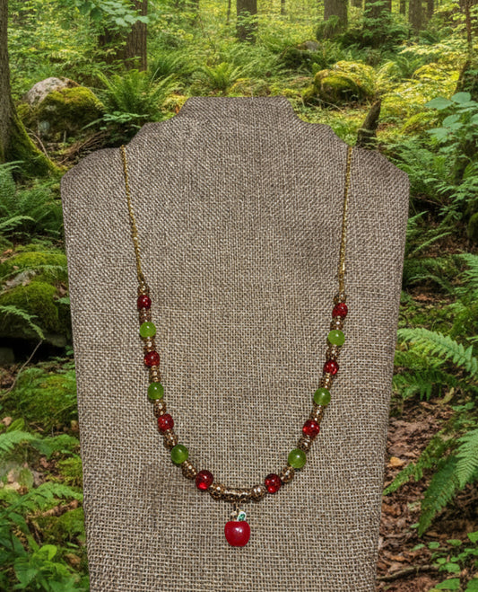 Green and Red Apple Necklace