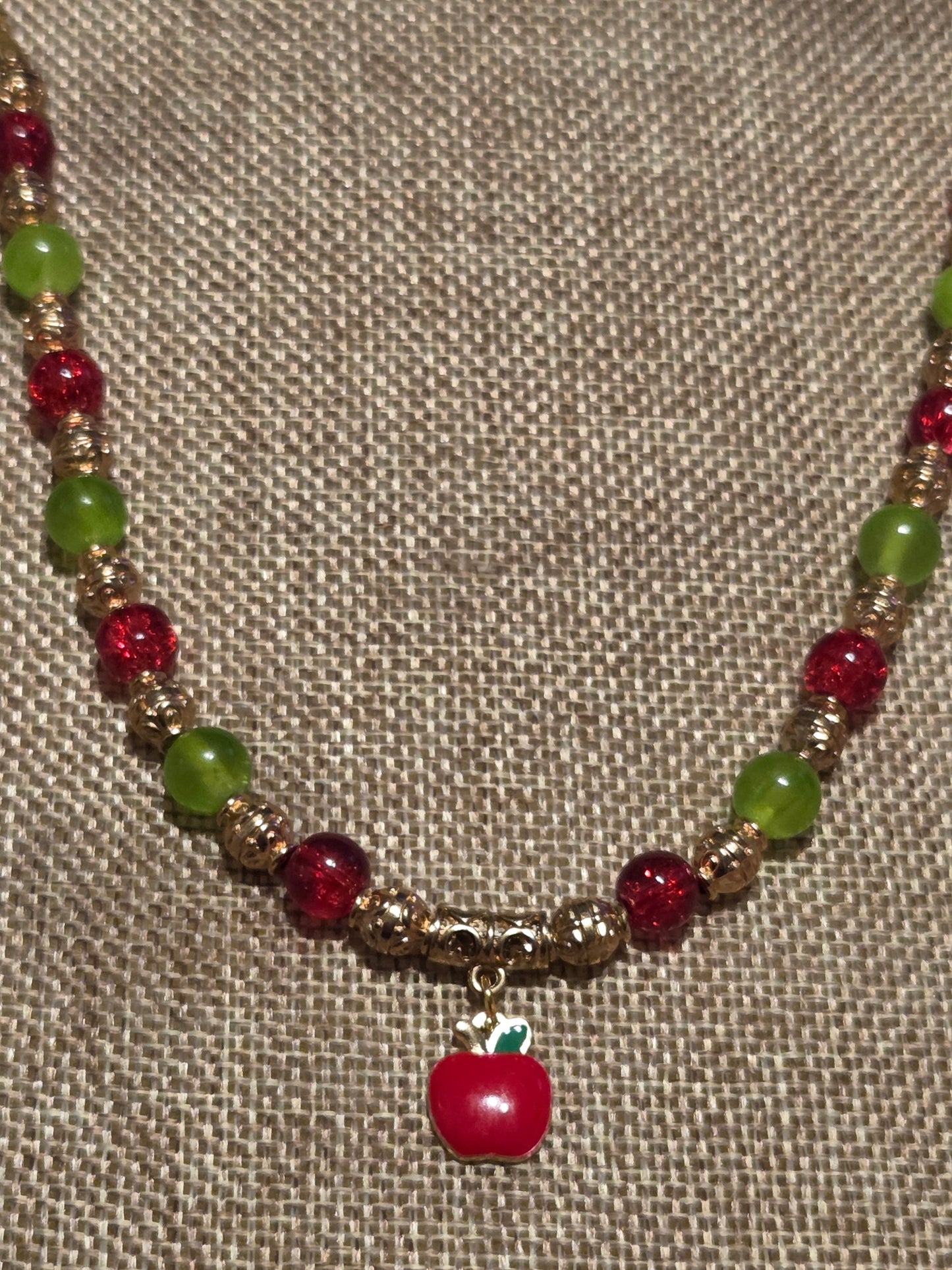 Green and Red Apple Necklace