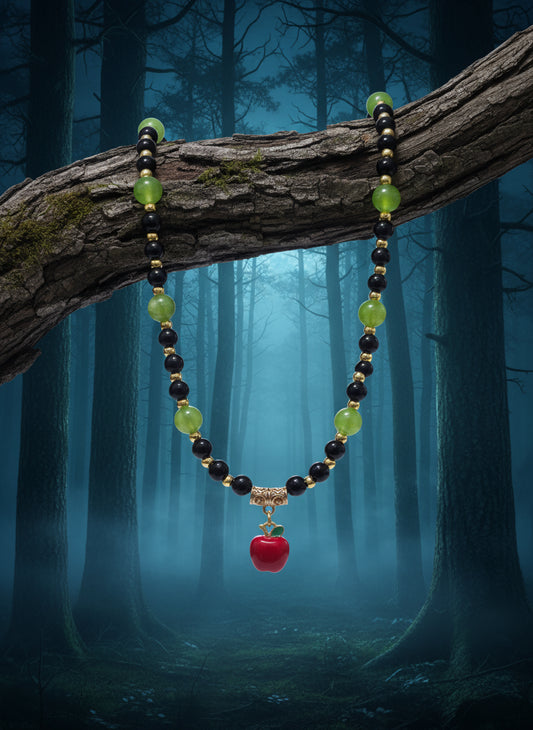 Black and Green Apple Necklace