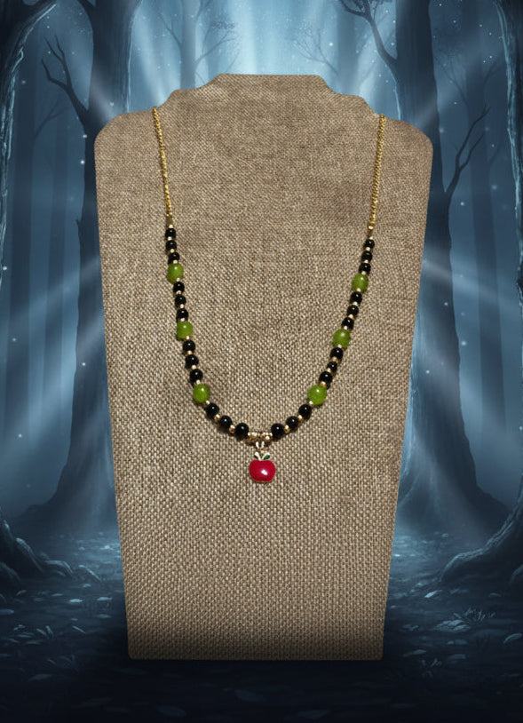 Black and Green Apple Necklace