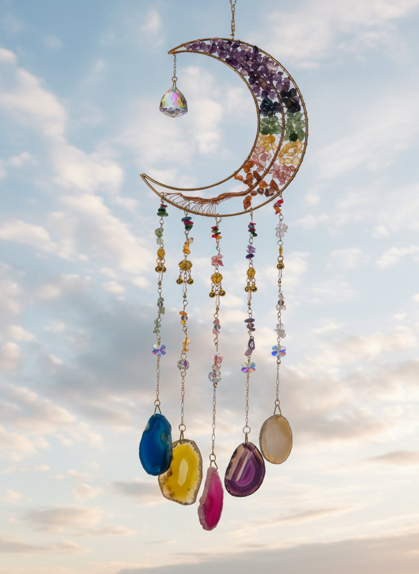 Seven chakra moon suncatcher