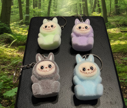 Authentic pop mart the monster the Labubu keychain Fuzzy 2 Labubu kaychain