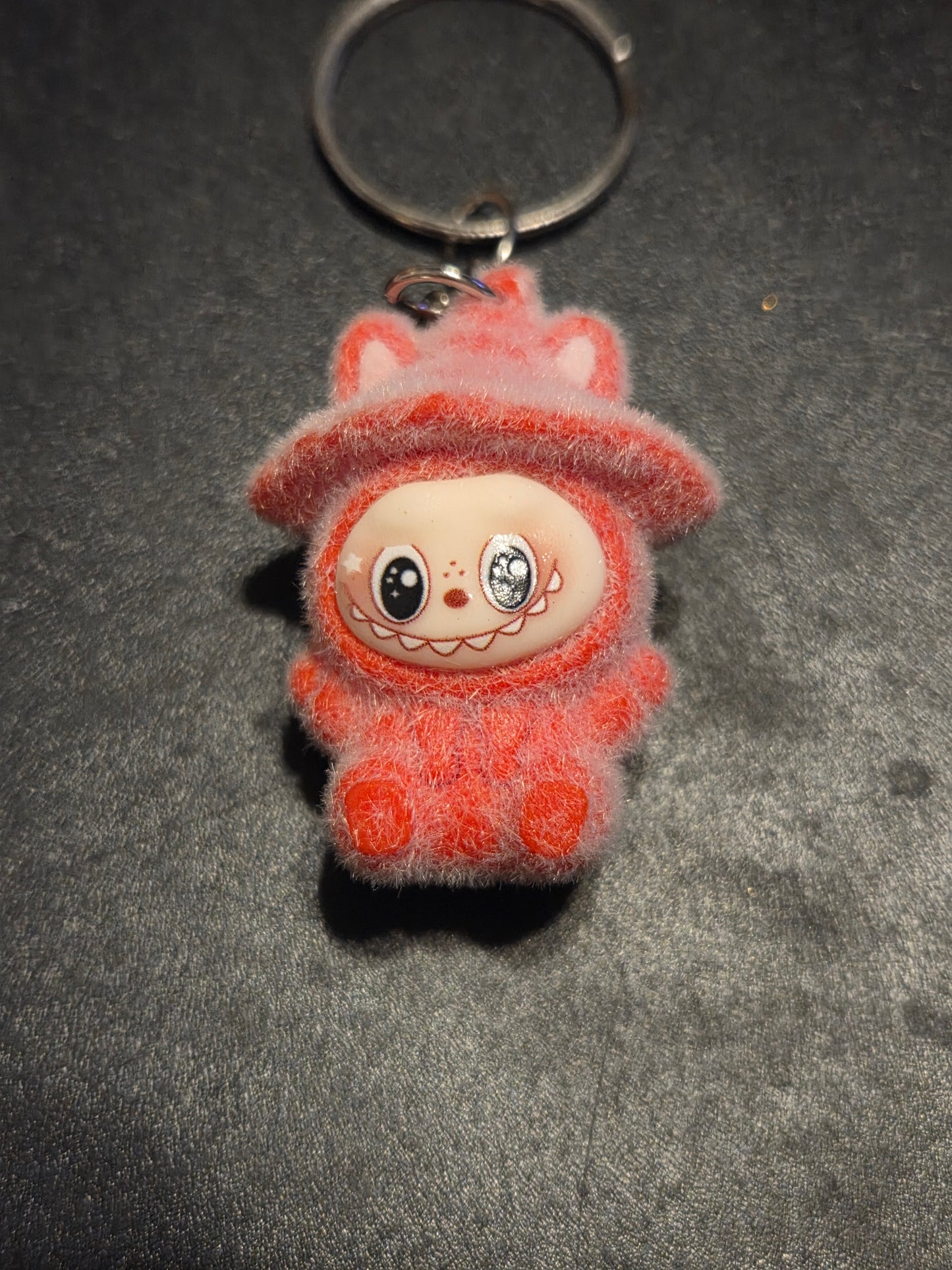 Authentic pop mart the monster the Labubu keychain Fuzzy Hat Labubu keychain