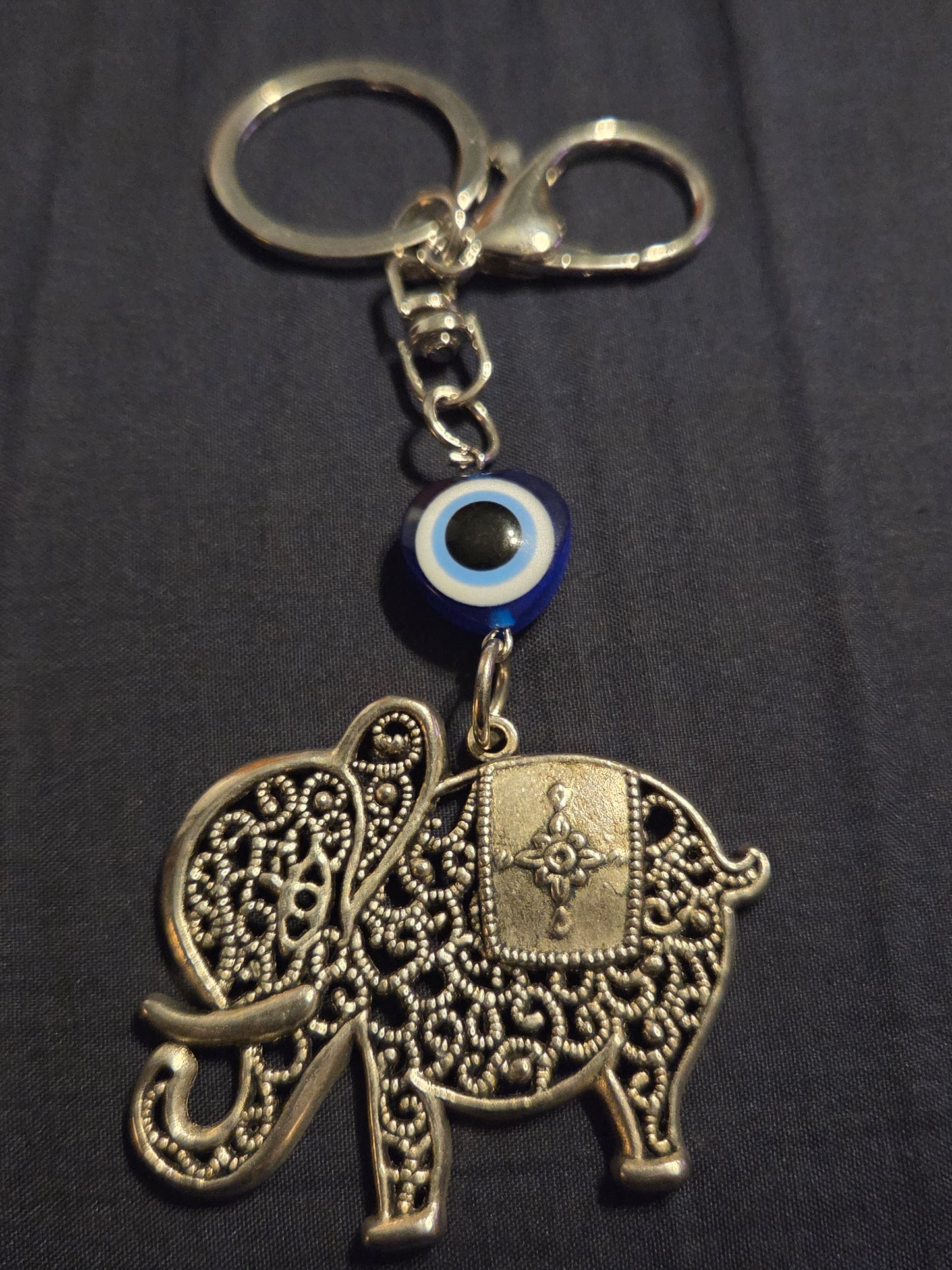 Evil Eye Elephant Keychain