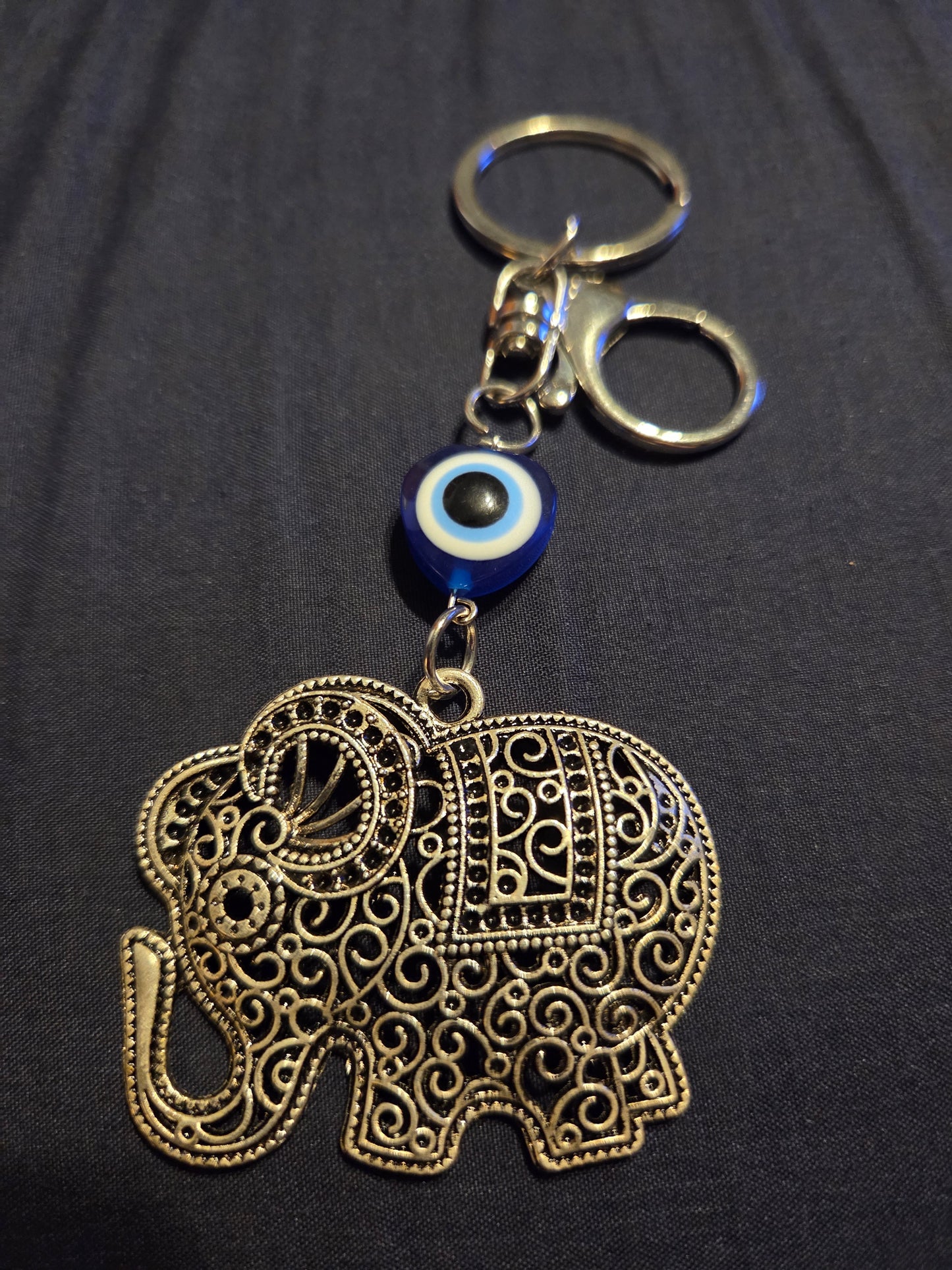 Evil Eye Elephant Keychain
