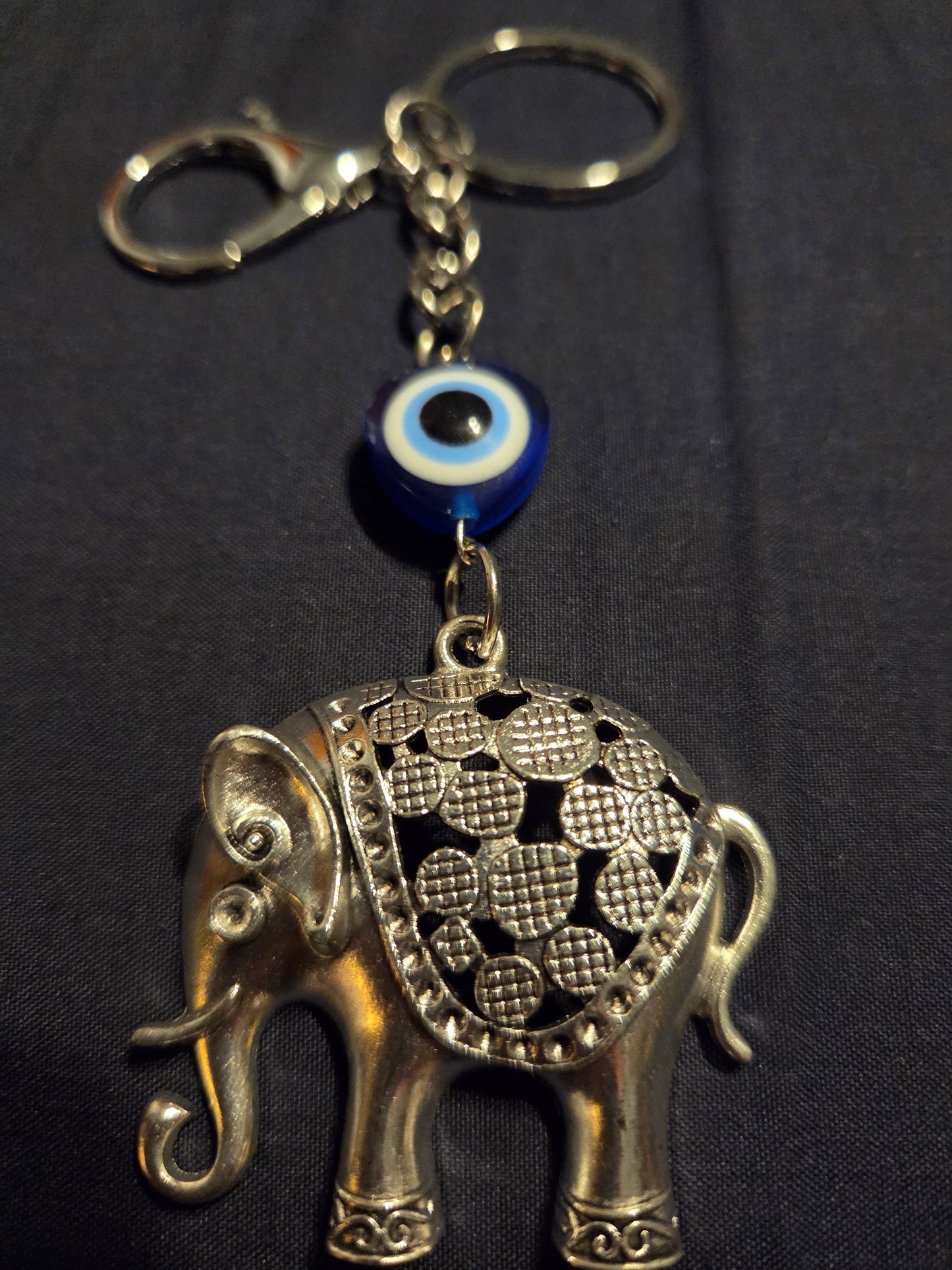 Evil Eye Elephant Keychain