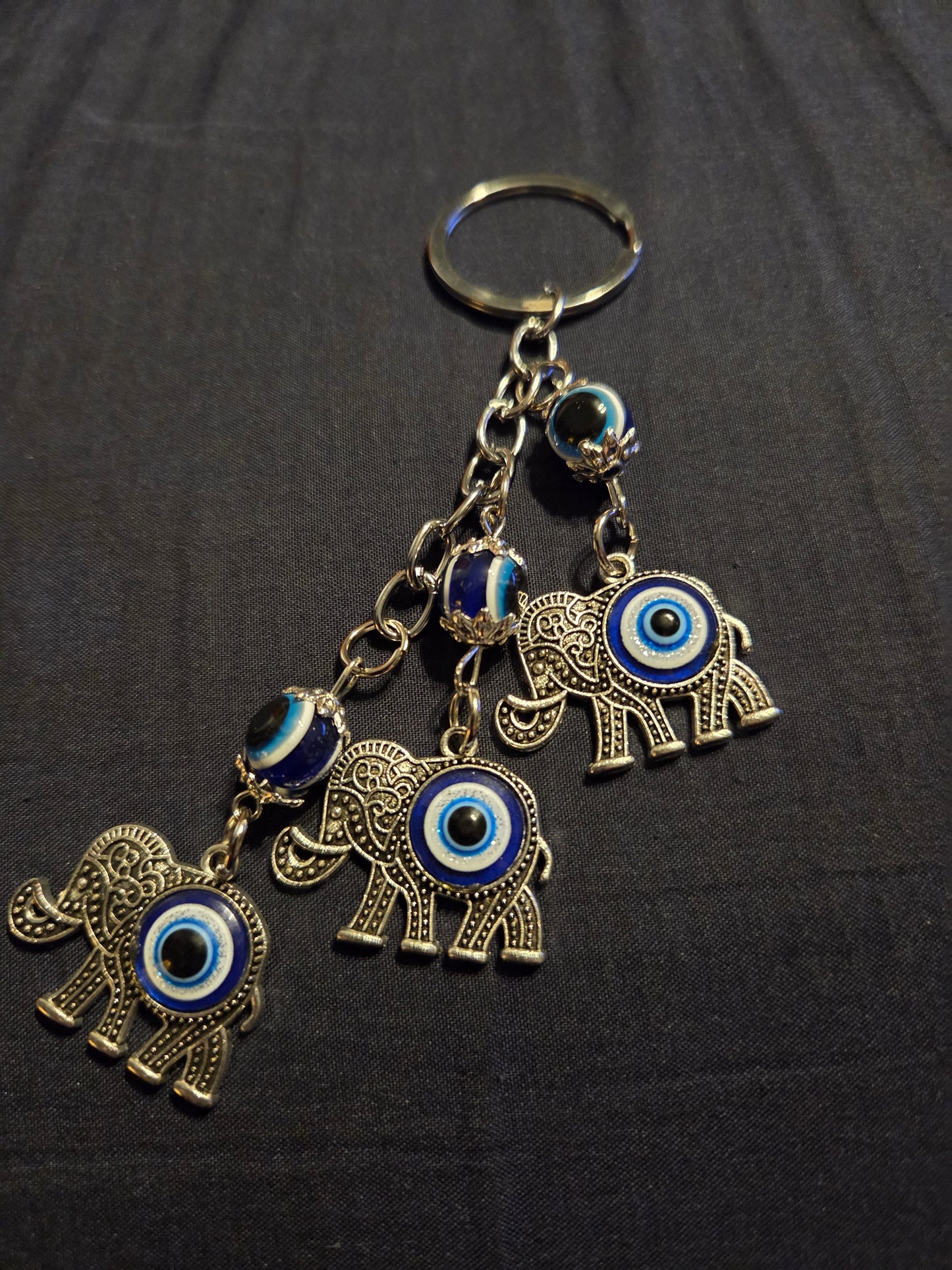 Evil Eye Elephant Keychain