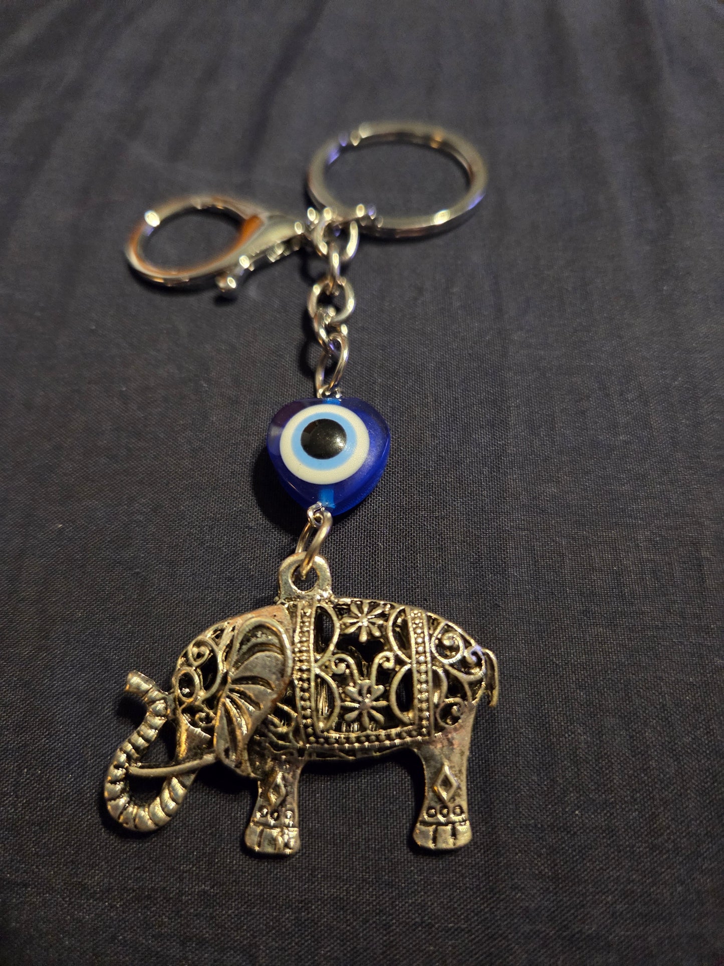 Evil Eye Elephant Keychain