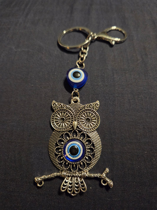 Evil eye owl keychain