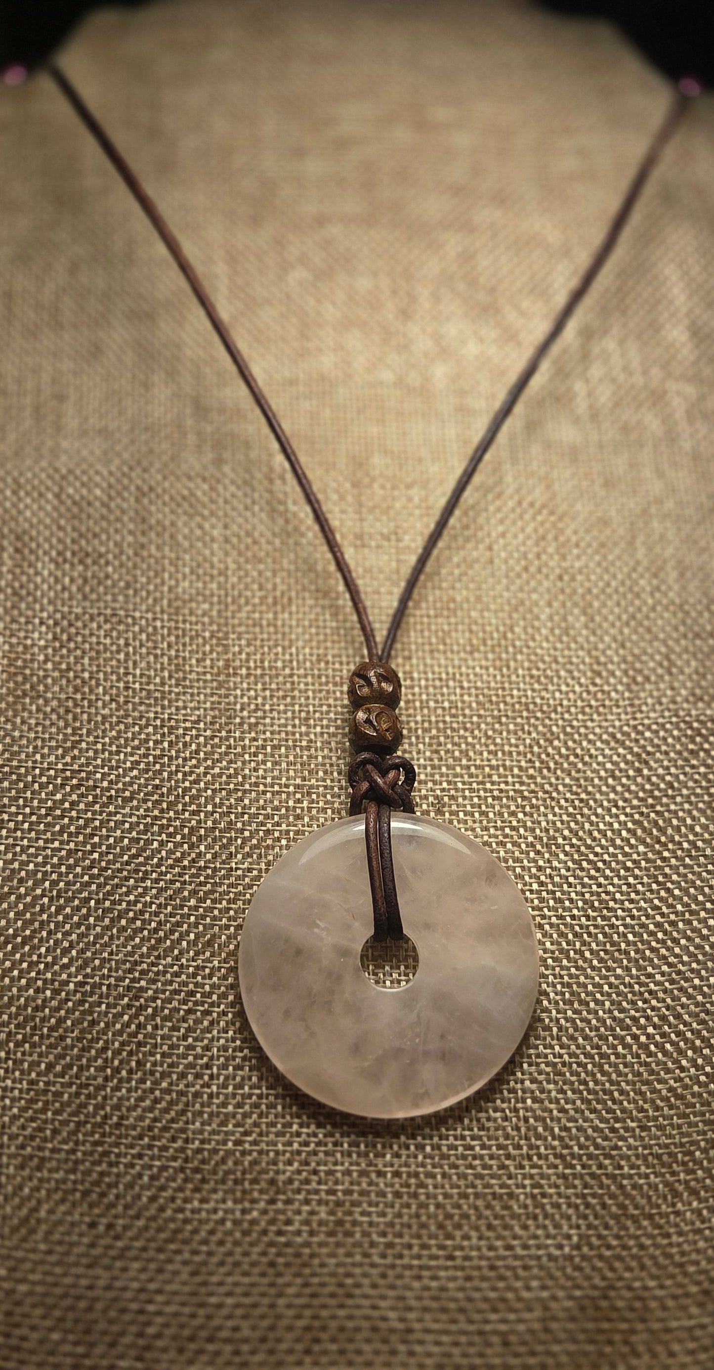 Men's rose quartz necklace large