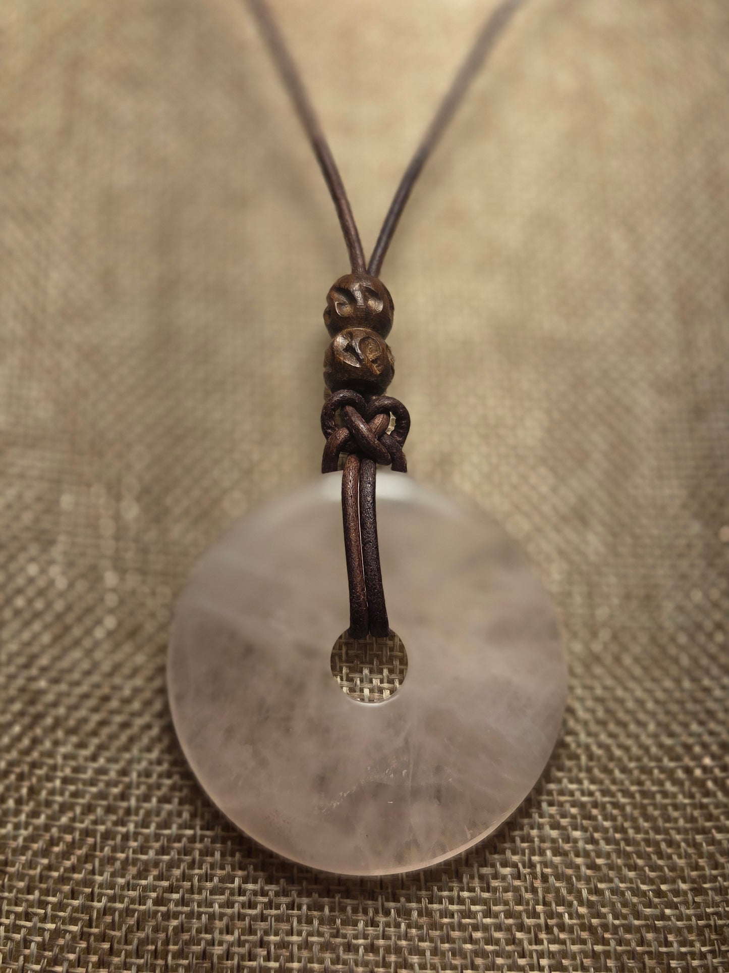 Men's rose quartz necklace large
