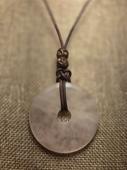 Men's rose quartz necklace large