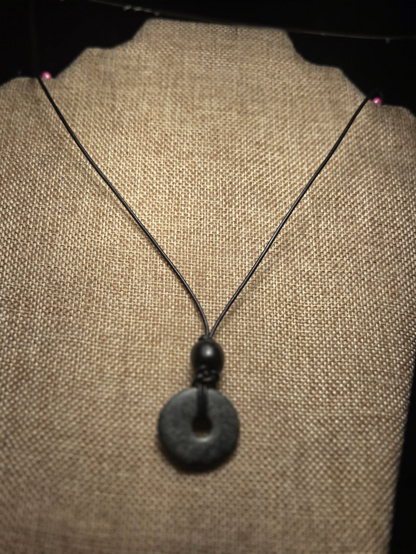 Men's black stone necklace
