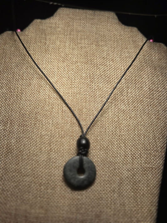 Men's black stone necklace