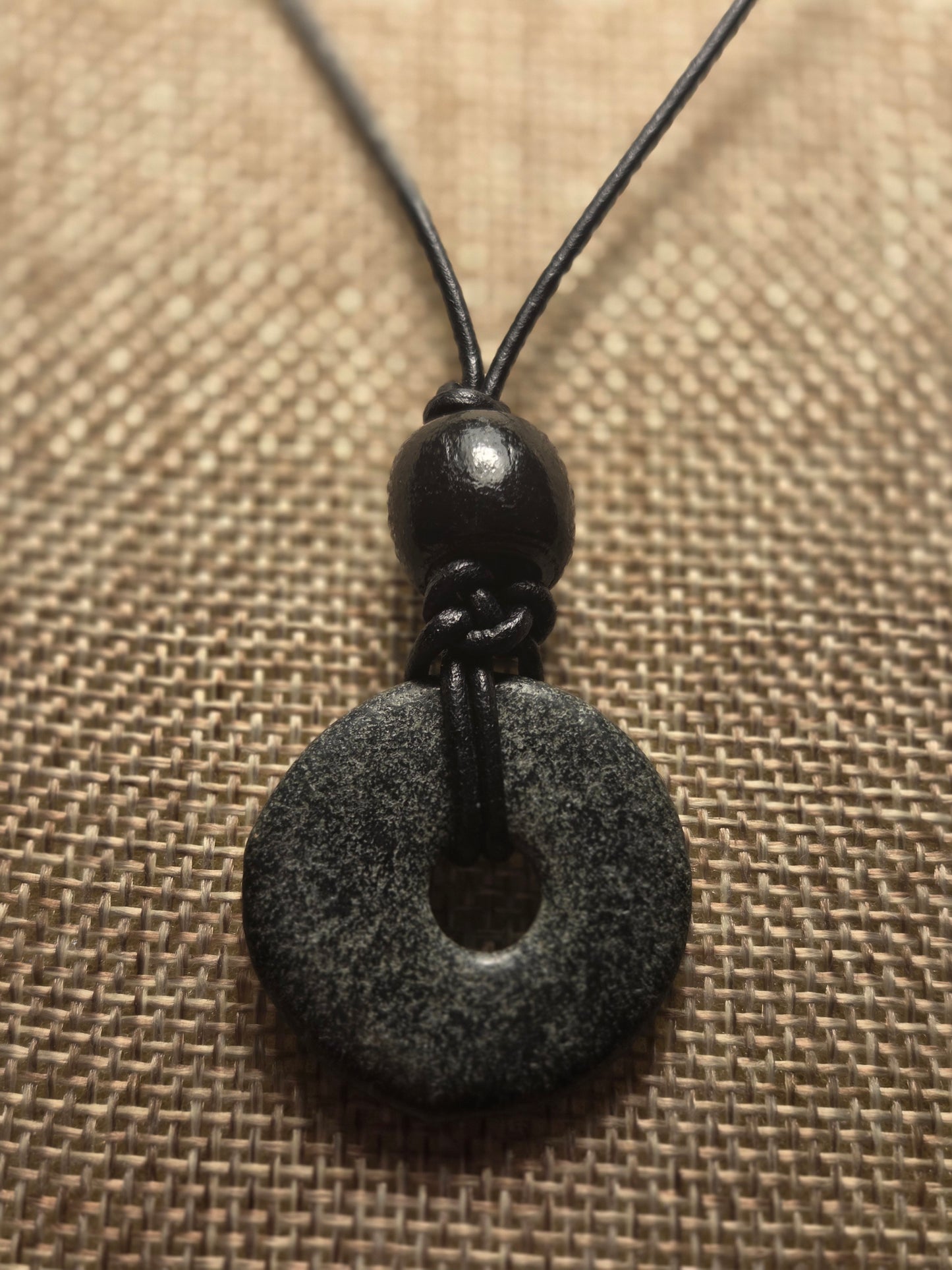 Men's black stone necklace
