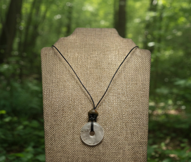 Clear quartz men's necklace