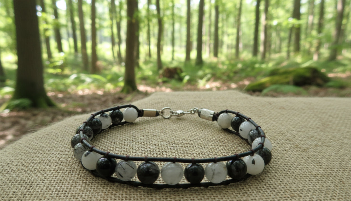 Black turmeline men's bracelet