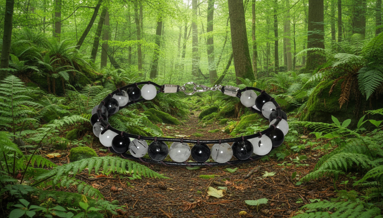 Black turmeline men's bracelet