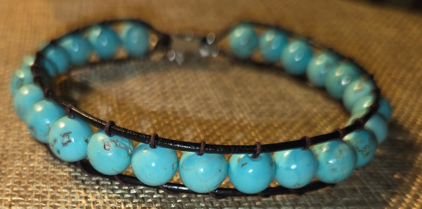 Men's teal howlite bracelet
