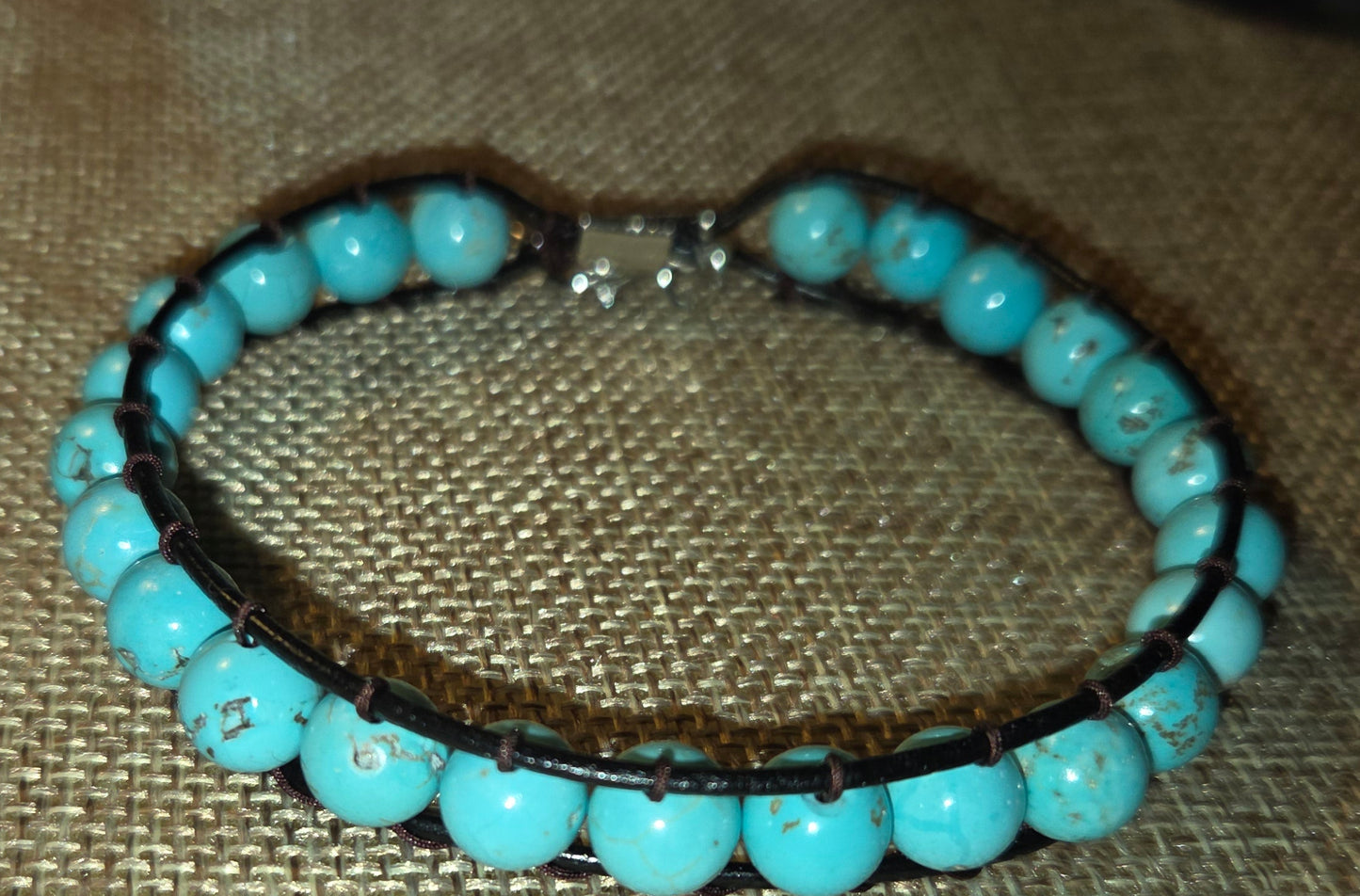 Men's teal howlite bracelet
