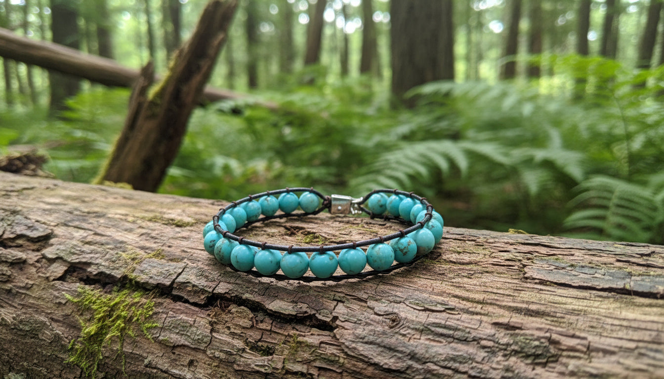 Men's teal howlite bracelet