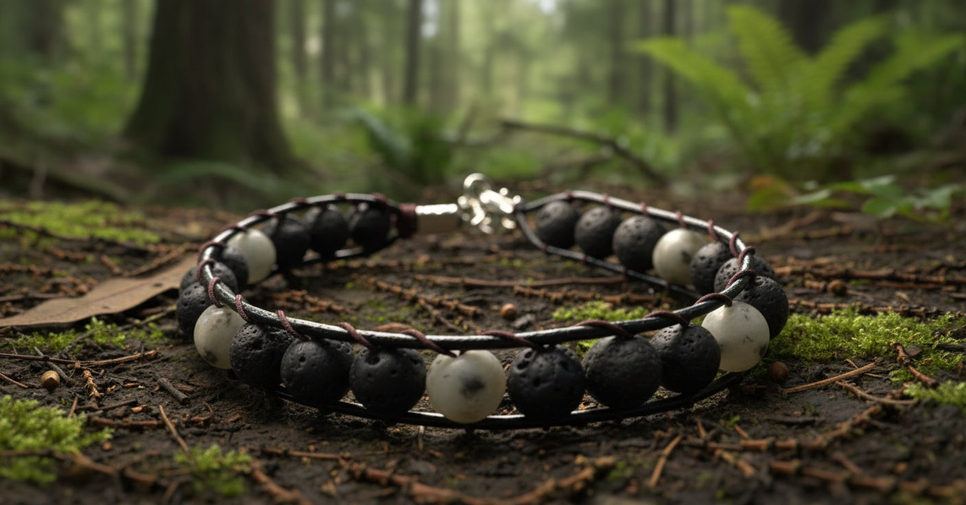 Men's bracelet lava rock