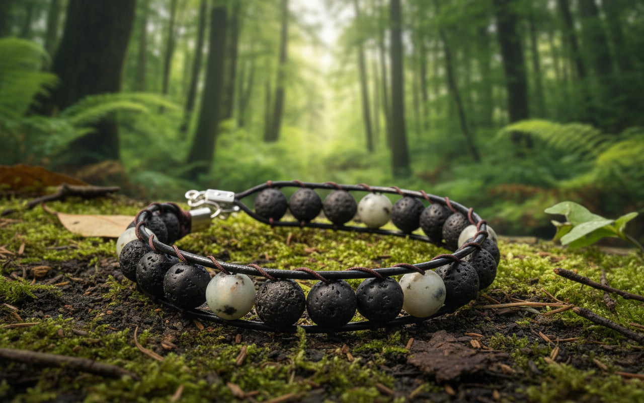 Men's bracelet lava rock