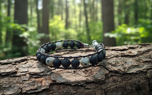 Men's bracelet lava rock
