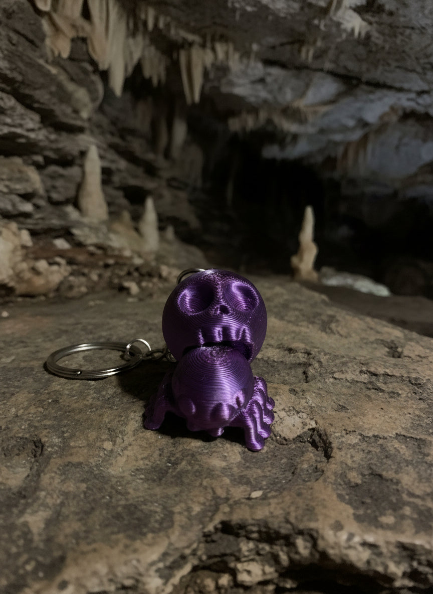 3D printed skull spider keychain