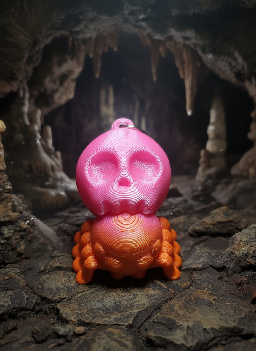 3D printed skull spider keychain