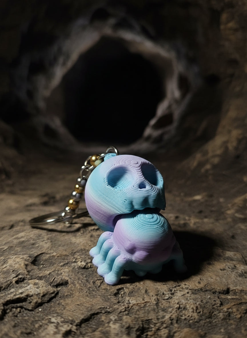 3D printed skull spider keychain