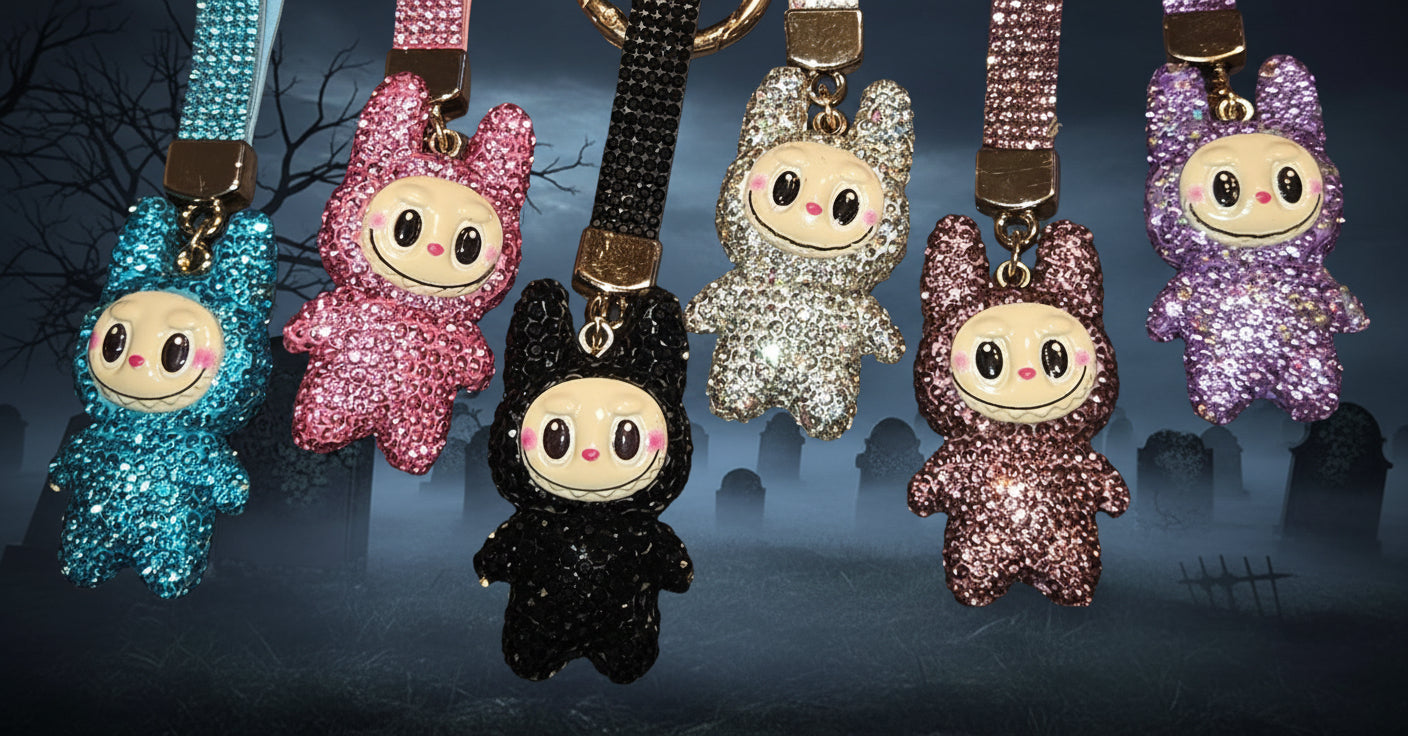 Authentic pop mart the monster the Labubu keychain rhinestones