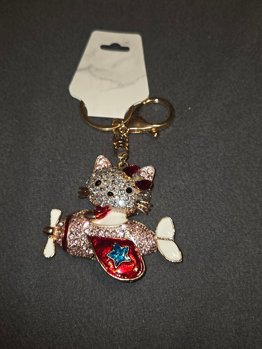 Hello kitty airplane keychain