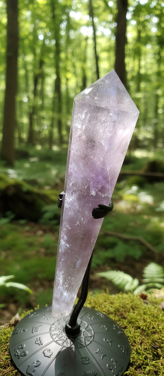 Purple feather fluoride wand with holder