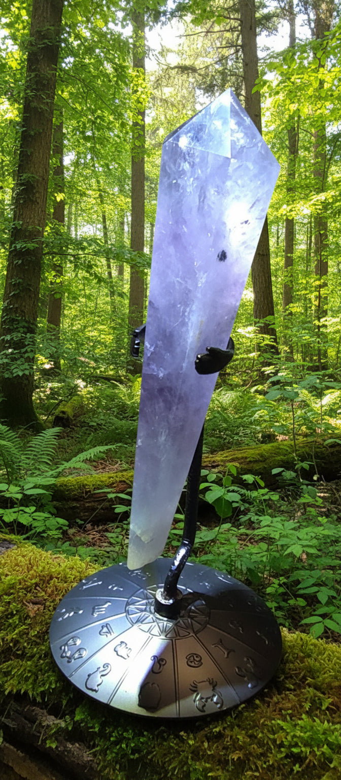 Purple feather fluoride wand with holder