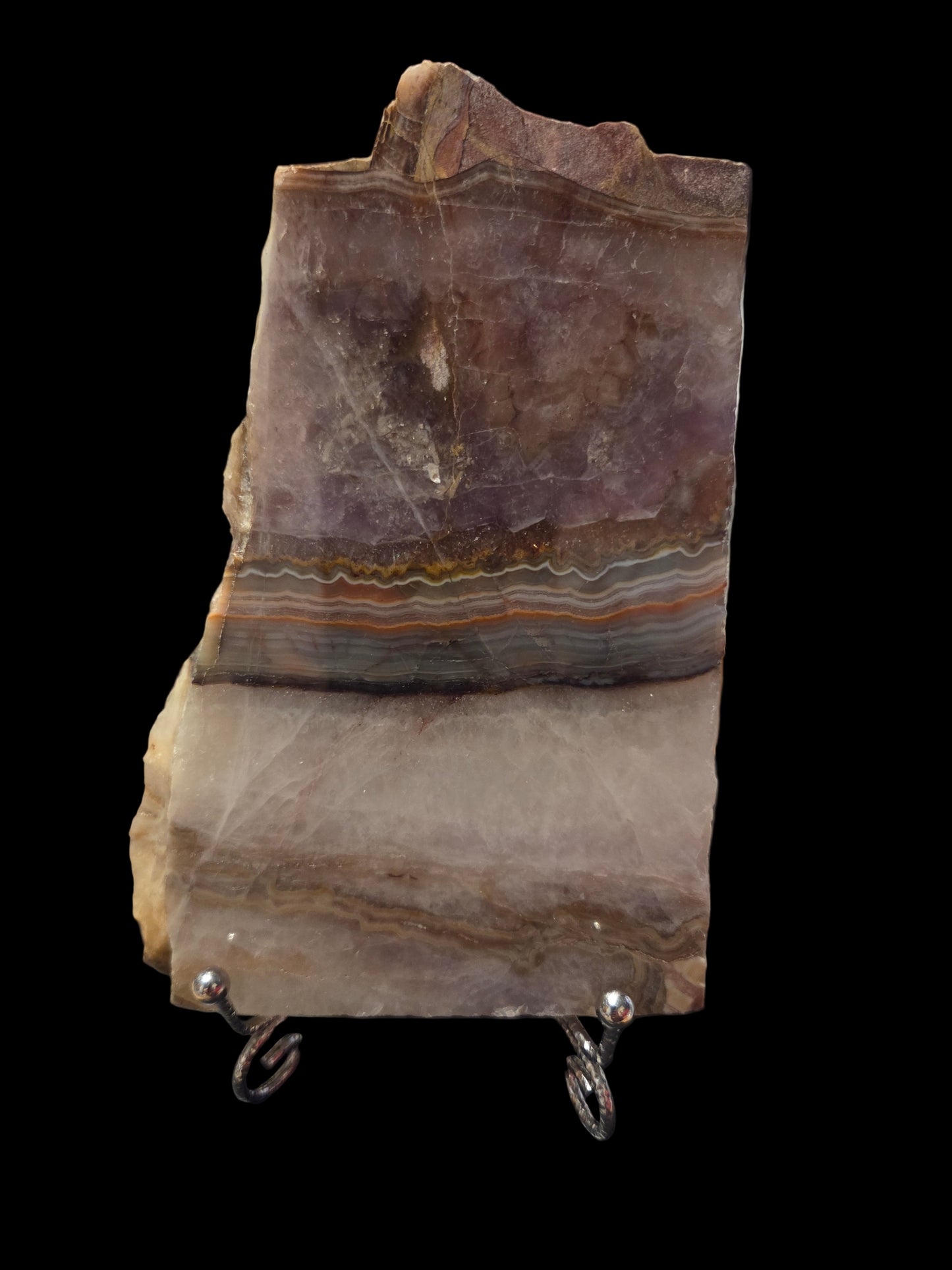 Mexican lace agate with amethyst slab