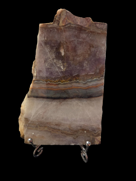 Mexican lace agate with amethyst slab