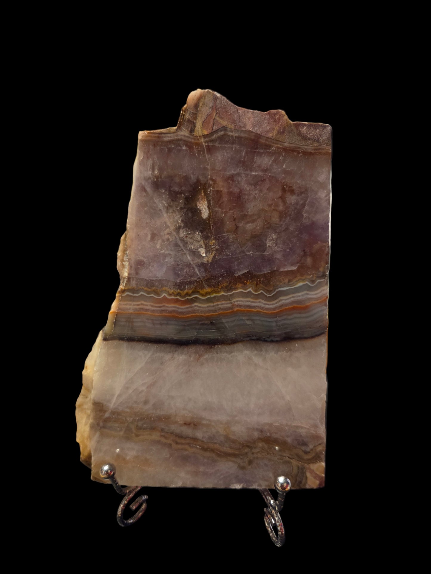 Mexican lace agate with amethyst slab