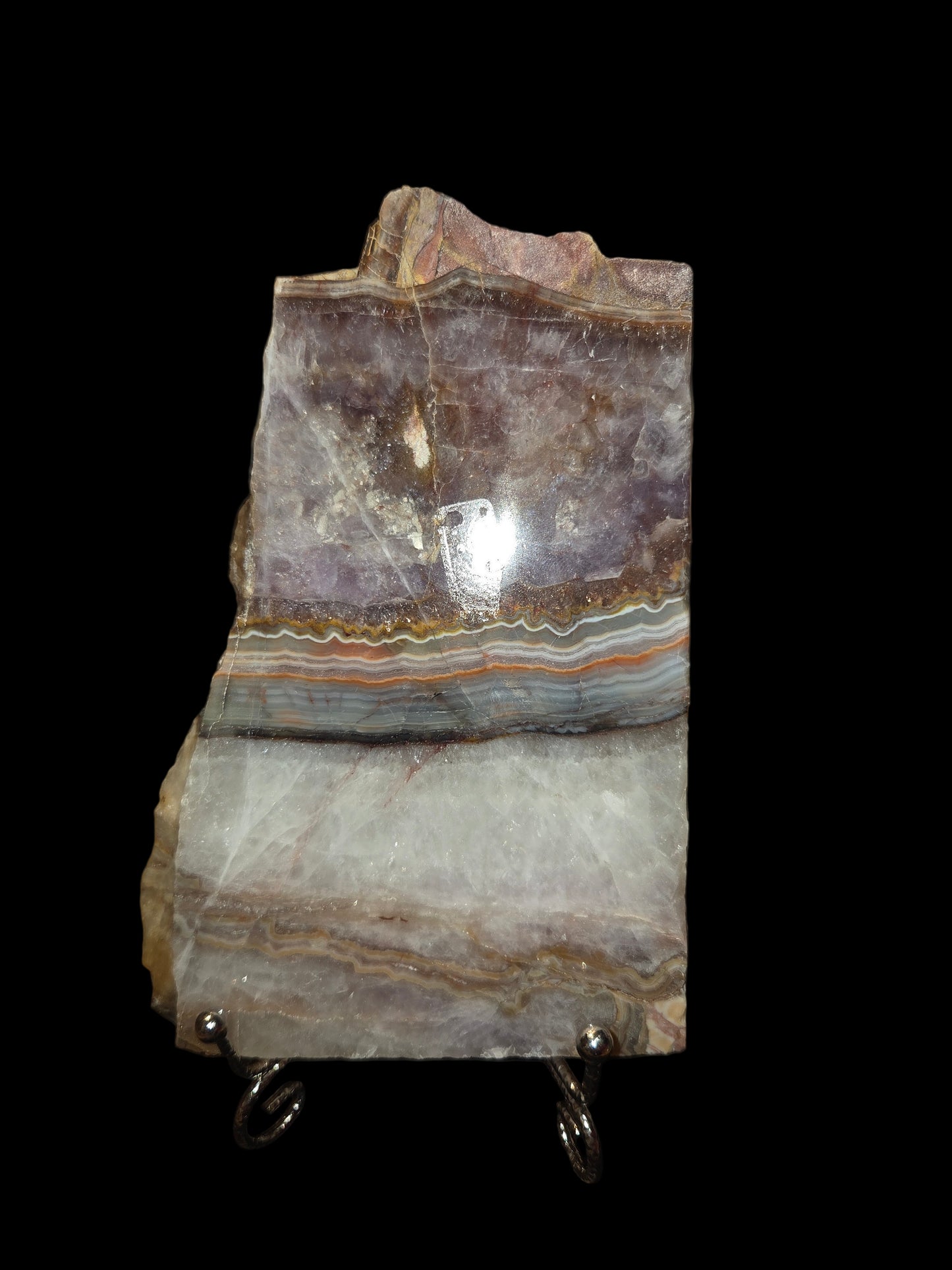 Mexican lace agate with amethyst slab